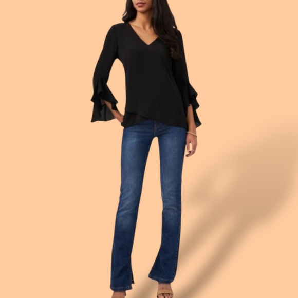 🦇🍂 NWT ! Batwings BLOOMS IN The City Black Belle Sleeve w/ Cold Shoulders - Picture 2 of 9